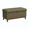Panca contenitore 100 x 45 x 45 cm in tessuto verde oliva con gambe in legno - stile moderno