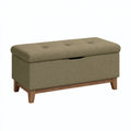 Panca contenitore 100 x 45 x 47 cm in tessuto marrone kaki con seduta imbottita stile moderno