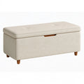 Panca contenitore 100 x 45 x 50 cm in tessuto beige con seduta imbottita stile moderno