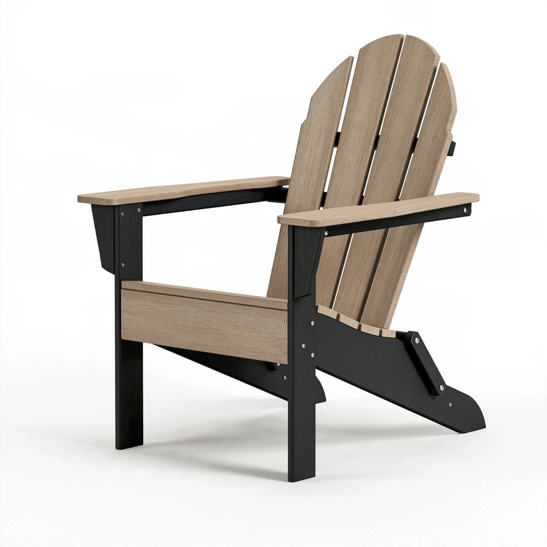 Sedia da giardino Adirondack 80 x 95 x 98 cm in materiale plastico marrone e nero con schienale inclinato