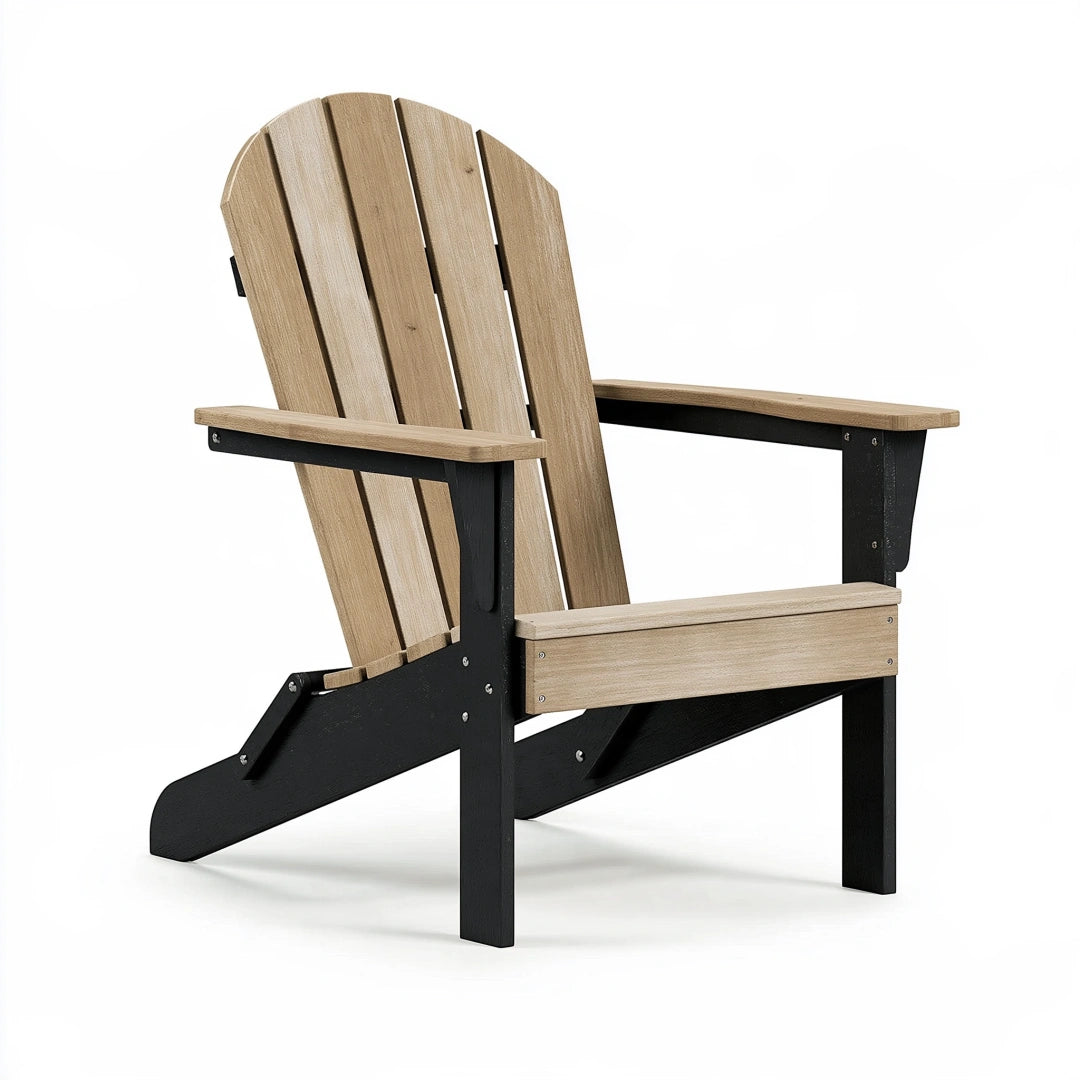 Sedia Adirondack da esterno 80 cm x 90 cm x 100 cm in legno beige e nero