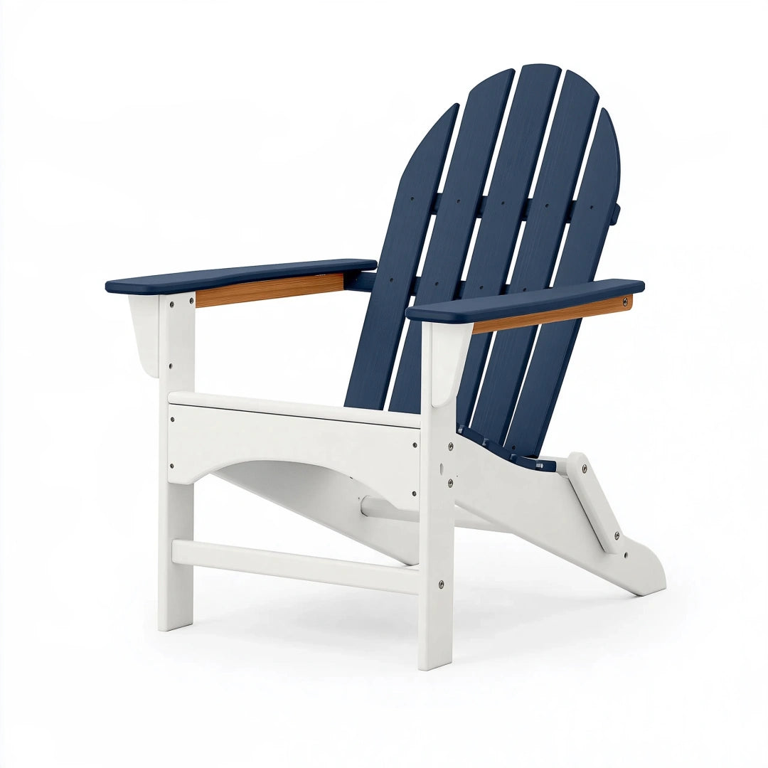 Poltrona da giardino 80 x 90 x 98 cm in legno blu navy e bianco stile Adirondack