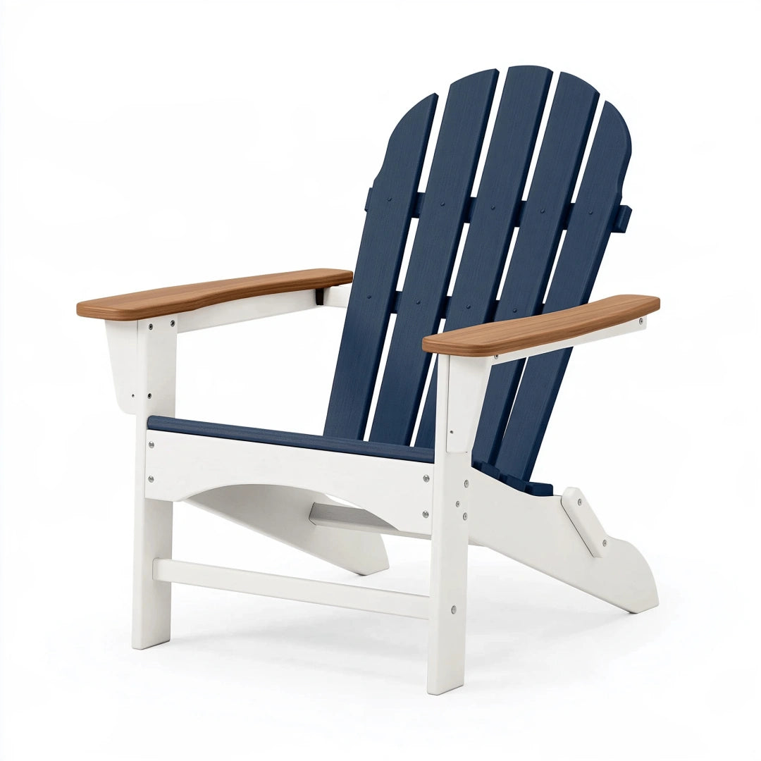 Sedia Adirondack 80 x 90 x 100 cm in legno verniciato blu bianco e marrone per esterno
