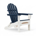 Sedia da giardino Adirondack 80 x 86 x 98 cm in legno blu navy e bianco con schienale alto inclinato