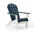 Sedia Adirondack da giardino 80 x 75 x 98 cm in legno blu navy e bianco con schienale inclinato