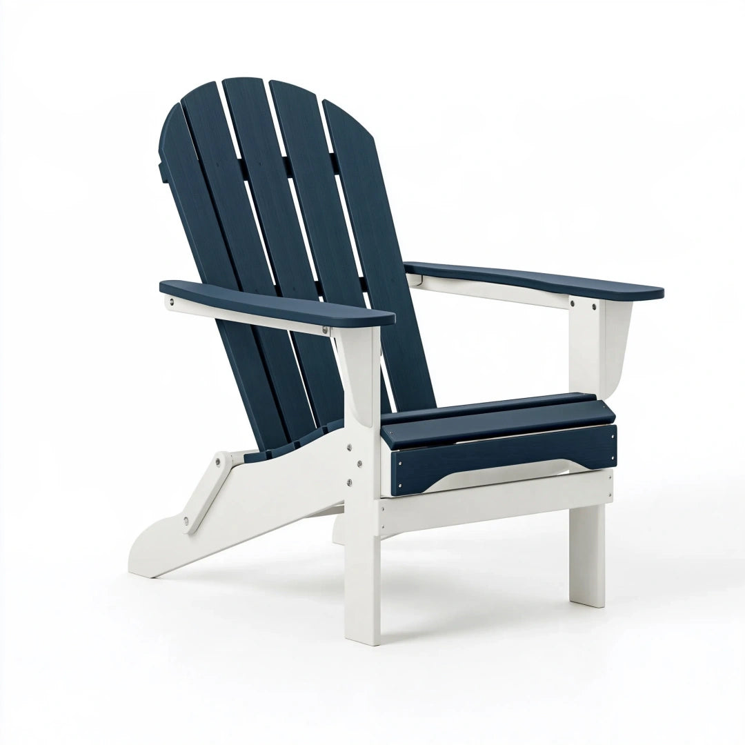 Sedia Adirondack da giardino 80 x 75 x 98 cm in legno blu navy e bianco con schienale inclinato