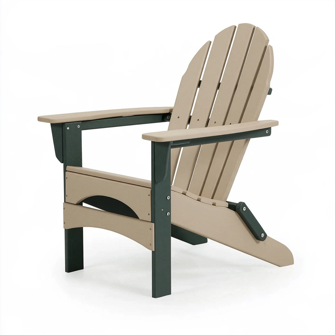 Sedia Adirondack da esterno 79 x 89 x 96 cm in plastica beige e verde scuro con schienale alto