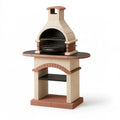 Barbecue da giardino 120 x 70 x 210 cm in cemento refrattario beige e rosso con griglie in acciaio - camino per cottura alla griglia
