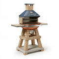 Barbecue a carbone 120 x 80 x 210 cm in metallo e mattoni beige con camino stile rustico