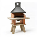 Barbecue da giardino 100 x 70 x 210 cm in cemento mattoni e acciaio nero con cappa