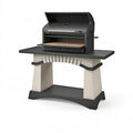 Barbecue da esterno 160 x 75 x 190 cm in metallo e pietra nero/grigio con coperchio e griglia