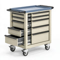 Carrello portautensili 80 x 45 x 95 cm in acciaio beige e blu con 10 cassetti su ruote